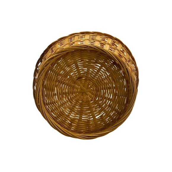 Woven Natural Bamboo Basket With Tall Handle Handmade Picnic Easter Storage - Picture 6 of 6